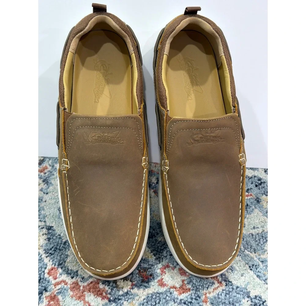 Worldwide Sportsman Bluewater Shoes Men 12 Brown Slip On Nautical